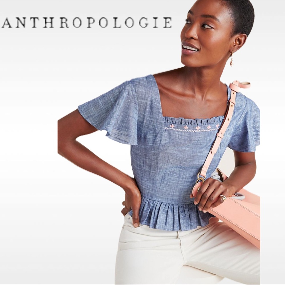 anthropologie dakota flutter sleeved blouse XL NWT